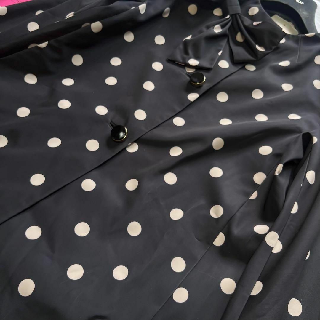 美品】kate spade スプリングコート リボン ドット ブラック M 美品】kate spade スプリングコート リボン ドット ブラック M