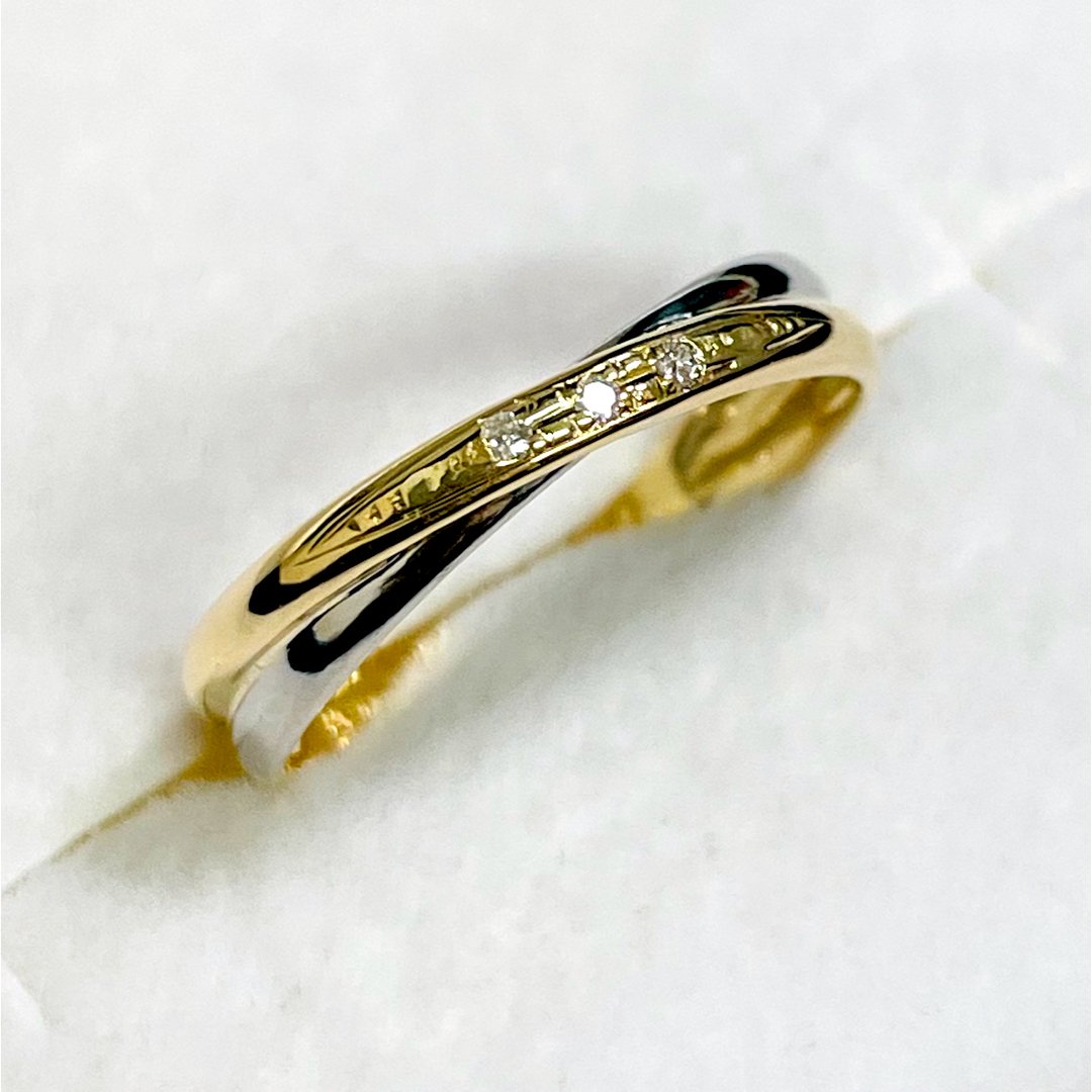 ☆K18/Pt900 ダイヤ0.02ct付きリング 12号☆ アクセサリー ☆K18/Pt900 ダイヤ0.02ct付きリング 12号☆ アクセサリー