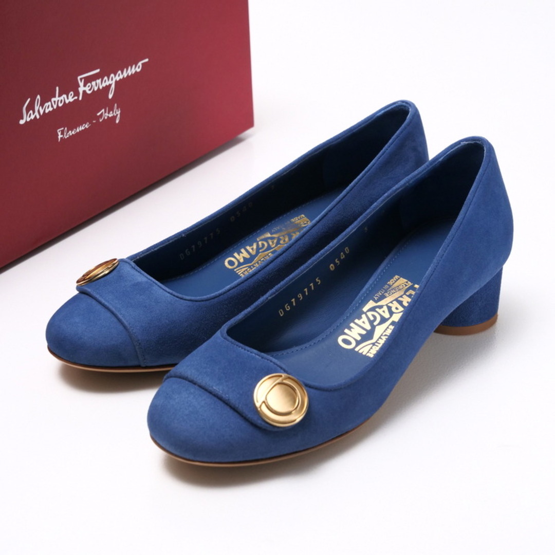 Salvatore Ferragamo - ■美品■Salvatore Ferragamo サルヴァトーレフェラガモ ECLISSE  パンプス サイズ5D 靴 スエードレザー ブルー ブランド古着【中古】20241011/RA1566