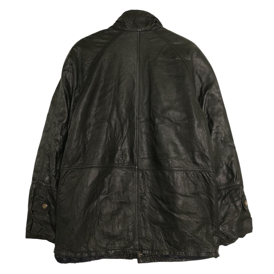 LINE FOR MEN レザーハーフコート ブラック (メンズ 52) 古着 A1733 LINE FOR MEN レザーハーフコート ブラック (メンズ 52) 古着 A1733