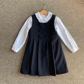 美品✨ファミリア フォーマルアンサンブル 白襟ワンピース 150 美品✨ファミリア フォーマルアンサンブル 白襟ワンピース 150