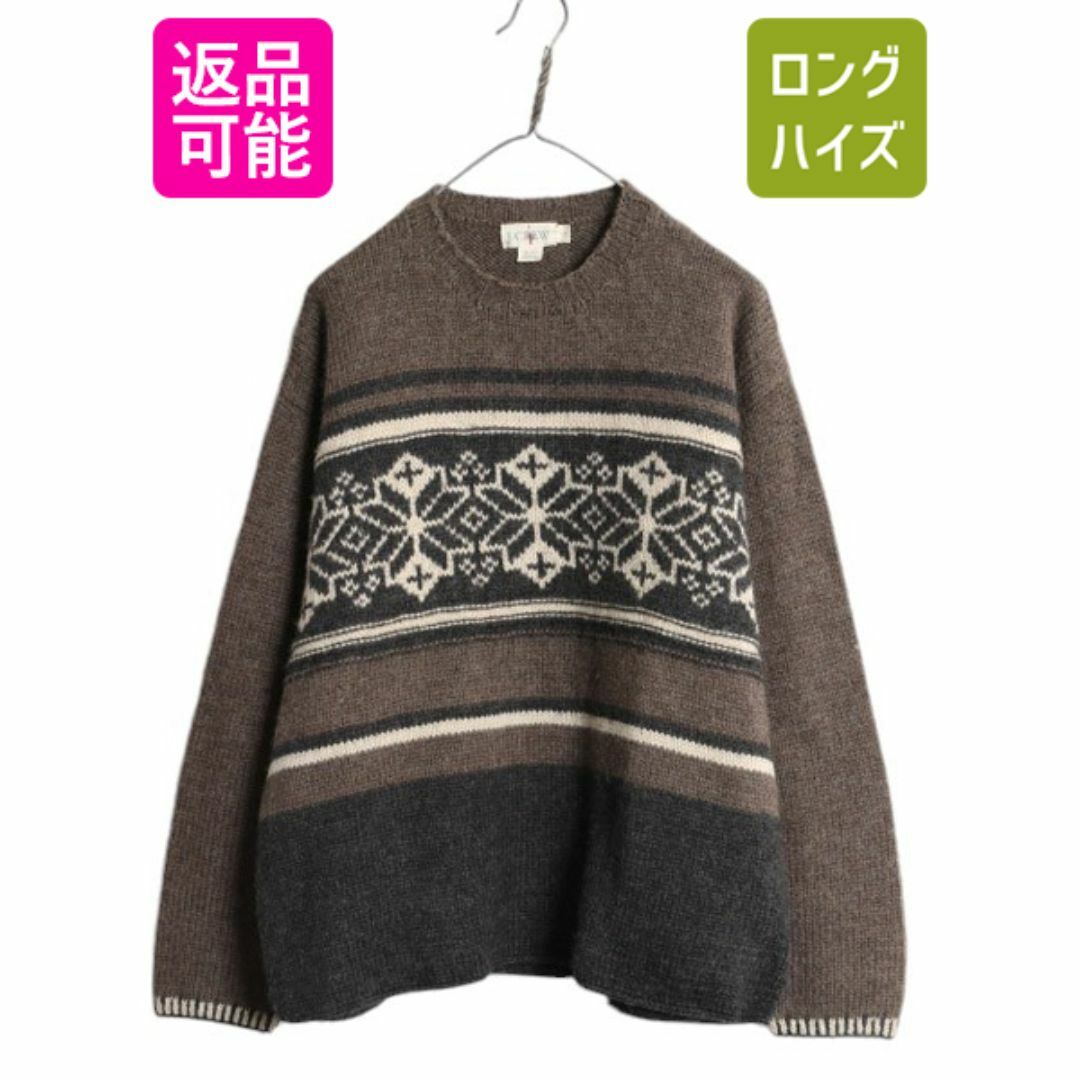 90s J CREW ノルディック ウール ニット セーター メンズ L 古着 90s J CREW ノルディック ウール ニット セーター メンズ L 古着