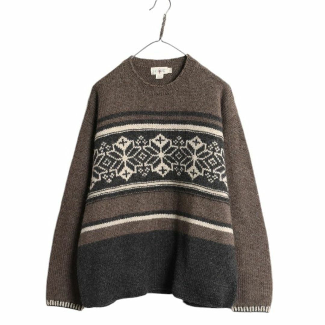90s J CREW ノルディック ウール ニット セーター メンズ L 古着 90s J CREW ノルディック ウール ニット セーター メンズ L 古着