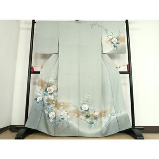 平和屋着物■訪問着　手描き　草花文　暈し染め　金彩　正絹　逸品　AAAK7026Bzg(着物)