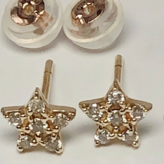 K10 YG イエローゴールド 星 スター ダイヤ ピアス 10金(ピアス)