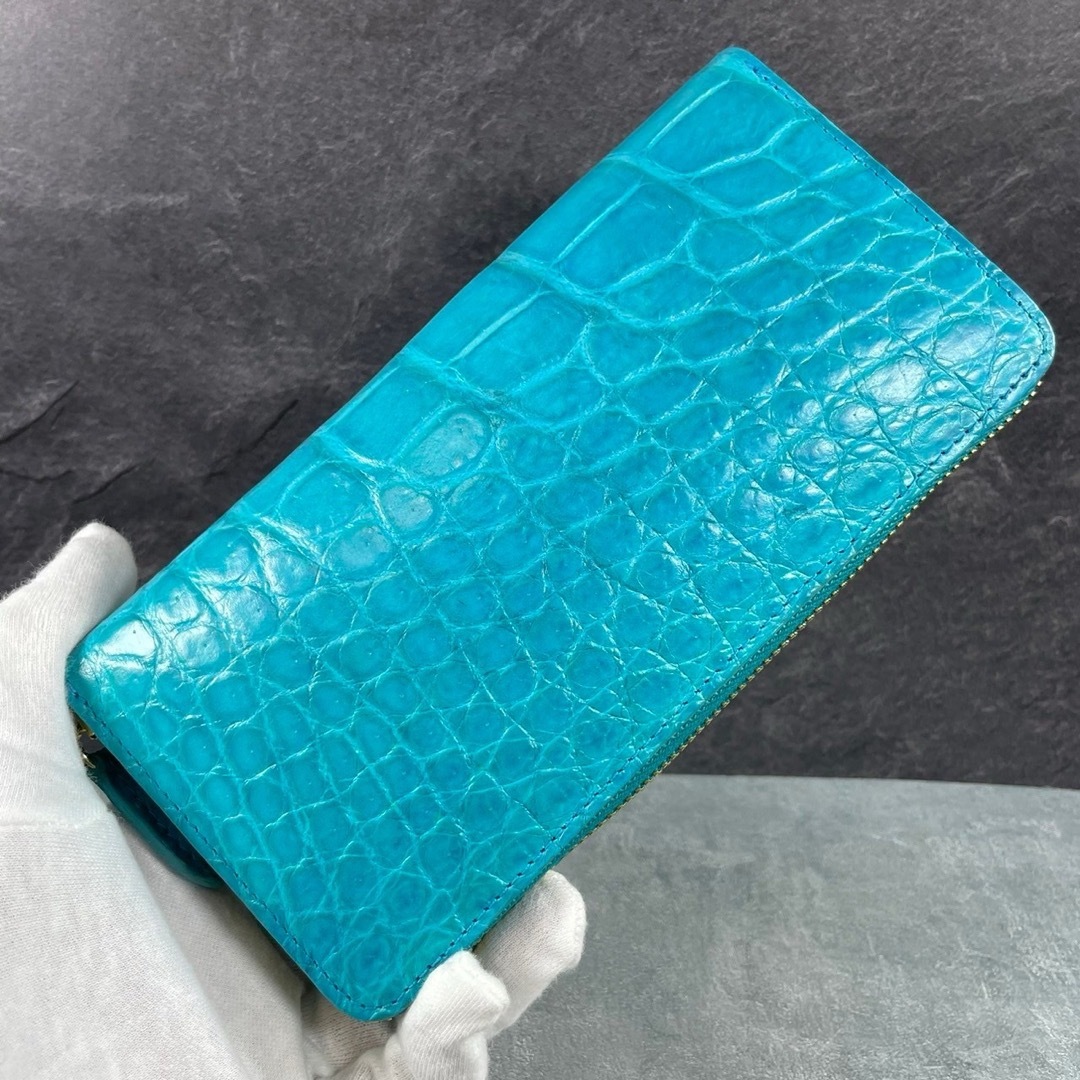 新入荷 クロコダイル 長財布 ターコイズ マット仕上げ 本革 ワニ革 新入荷 クロコダイル 長財布 ターコイズ マット仕上げ 本革 ワニ革