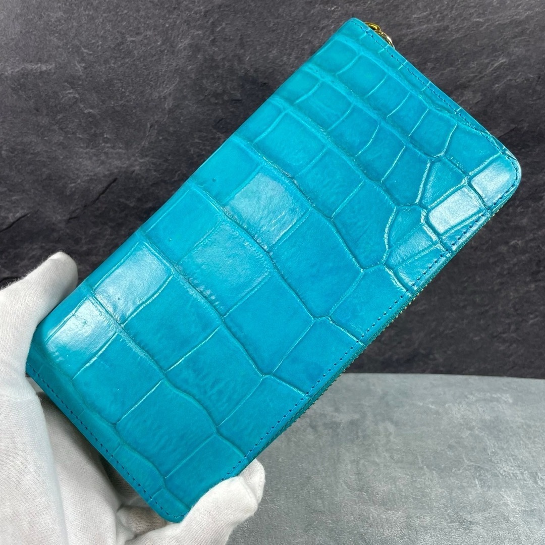 新入荷 クロコダイル 長財布 ターコイズ マット仕上げ 本革 ワニ革 新入荷 クロコダイル 長財布 ターコイズ マット仕上げ 本革 ワニ革
