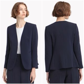Theory セオリー ノーカラー パンツスーツ セットアップ Theory セオリー ノーカラー パンツスーツ セットアップ