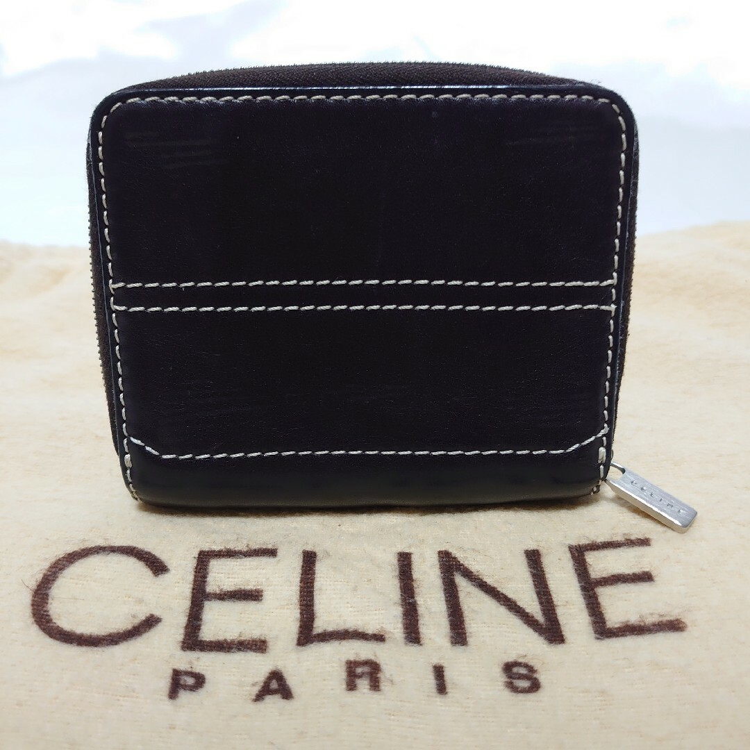 CELINE ラウンドジップ 折り財布 ダークブラウン CELINE ラウンドジップ 折り財布 ダークブラウン