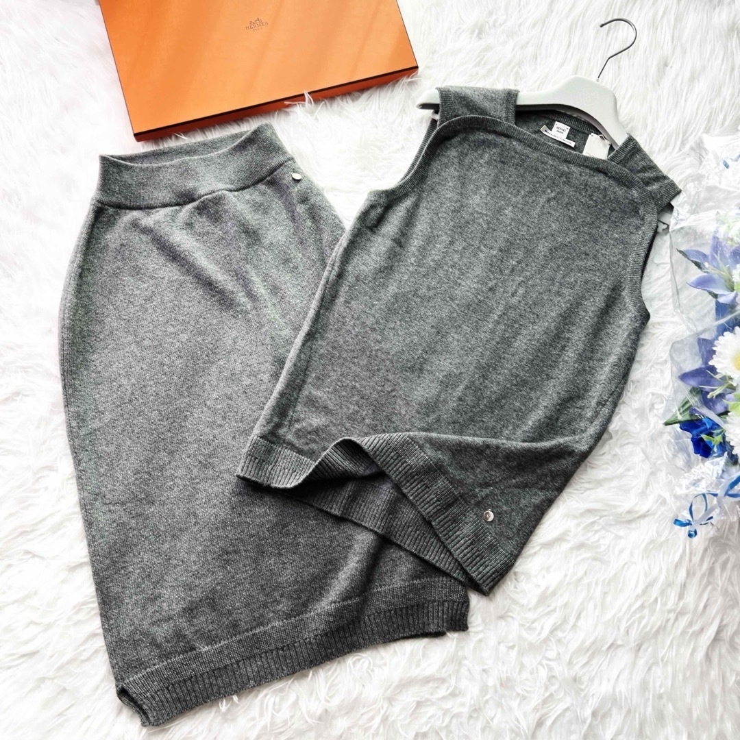 HERMES - 美品　HERMES エルメス　ニット　スーツ　セットアップ　カシミヤ　ベスト