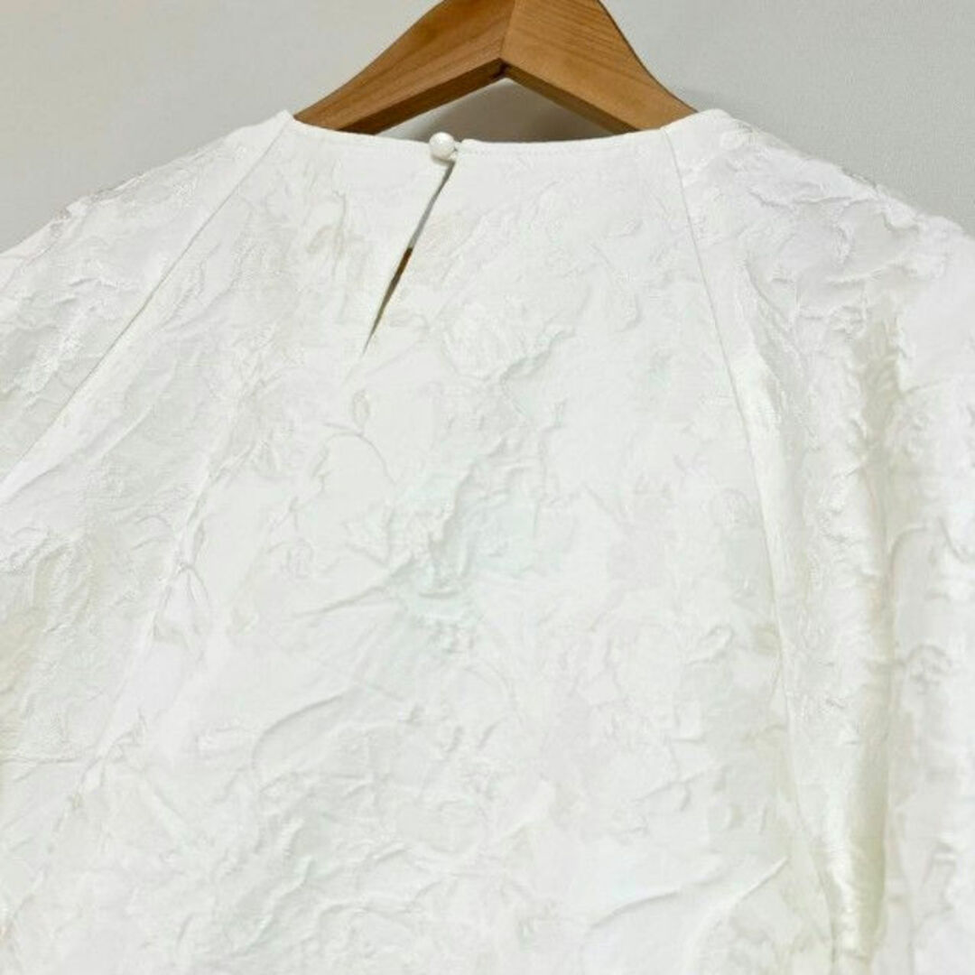 OHGA FLOWER BLOUSE フラワージャガードブラウス 白 FREE OHGA FLOWER BLOUSE フラワージャガードブラウス 白 FREE