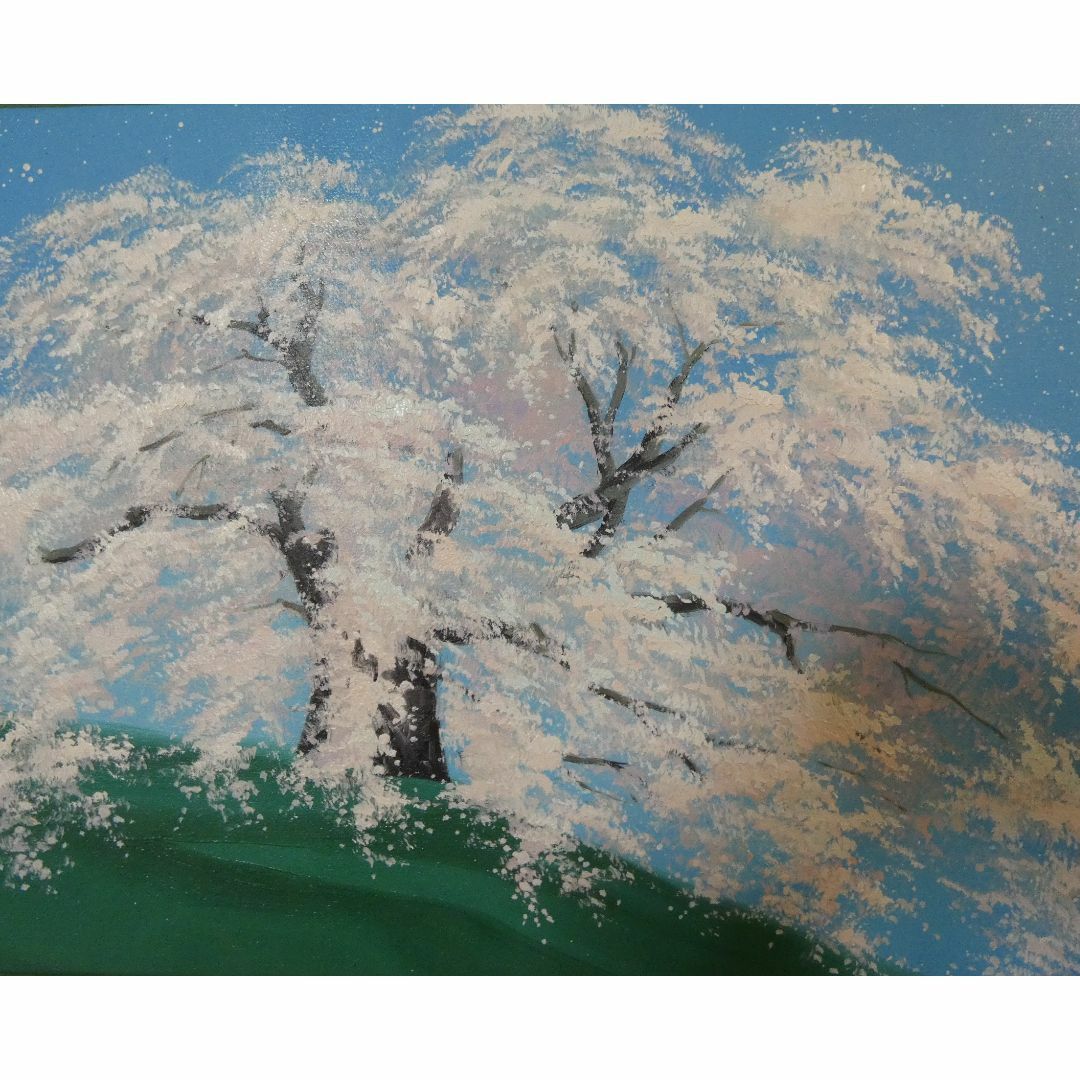 絵画 肉筆手描き 油彩 中島千波「桜花」サイン M10サイズ 額装
