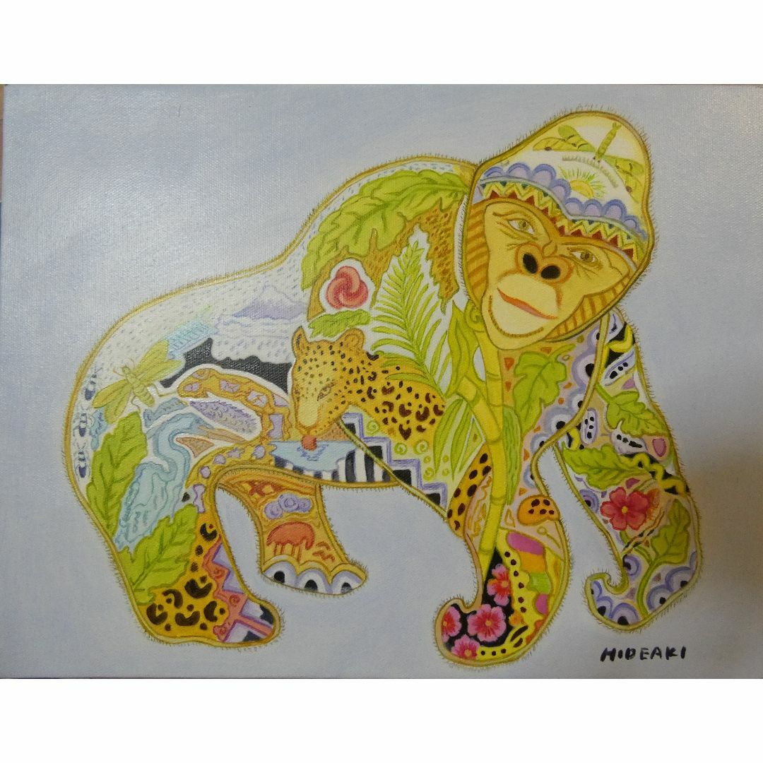 絵画 肉筆手描き 油彩 ジミー大西「サル」 サイン F6サイズ 額装済み 絵画 肉筆手描き 油彩 ジミー大西「サル」 サイン F6サイズ 額装済み