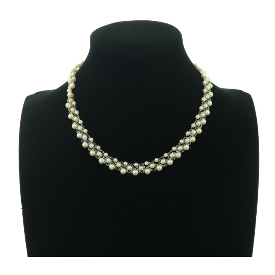 キャスミン ネックレス パール 真珠 3.5-4.8mm ダイヤ キャスミン ネックレス パール 真珠 3.5-4.8mm ダイヤ
