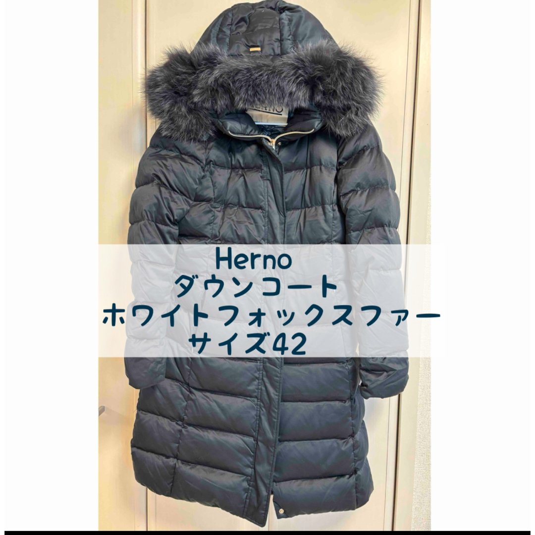 HERNO - Herno ダウンコート ホワイトフォックスファー 42の通販 HERNO - Herno ダウンコート ホワイトフォックスファー 42の通販