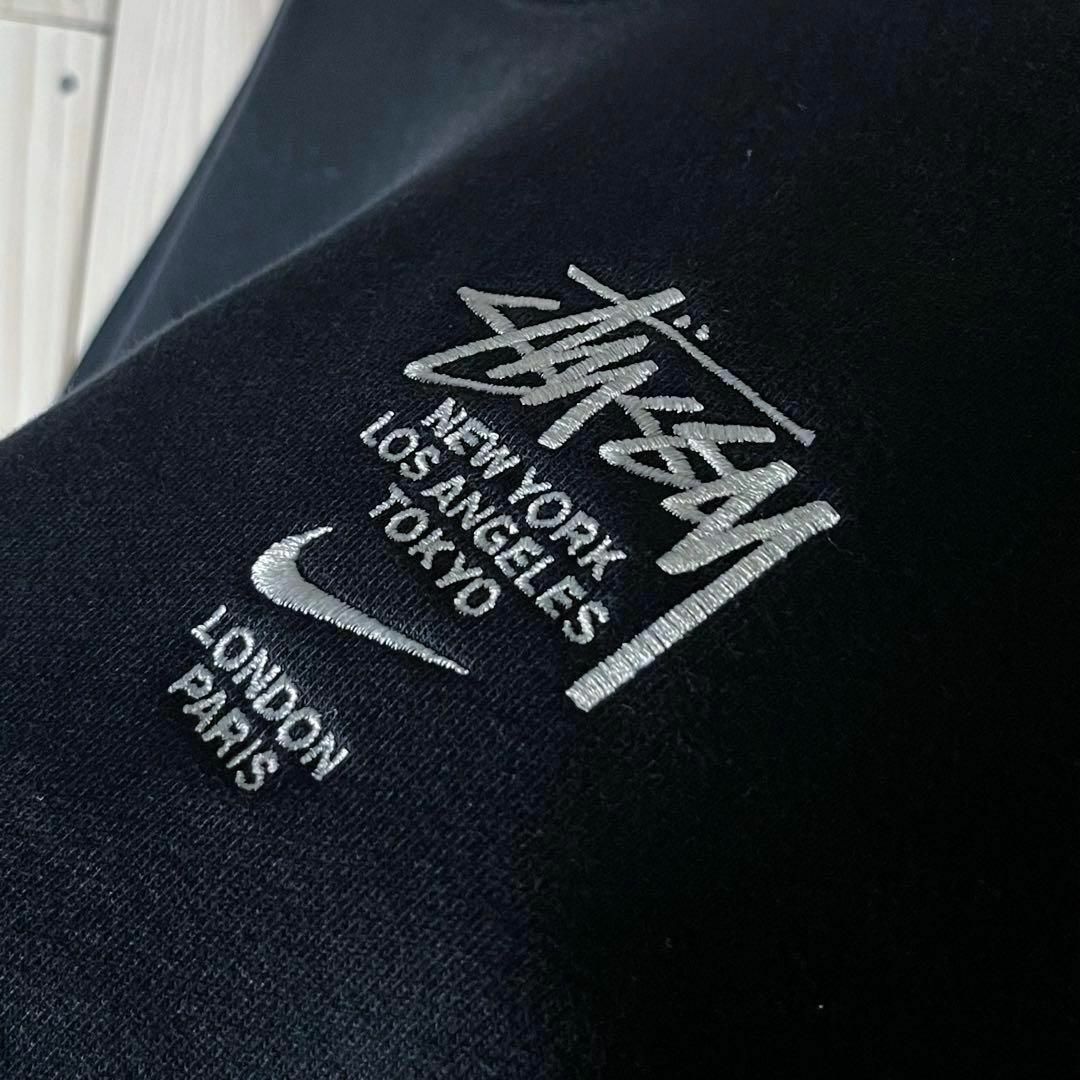 美品 限定 コラボ XL】ステューシー ナイキ 刺繍ロゴ スウェット 黒 美品 限定 コラボ XL】ステューシー ナイキ 刺繍ロゴ スウェット 黒
