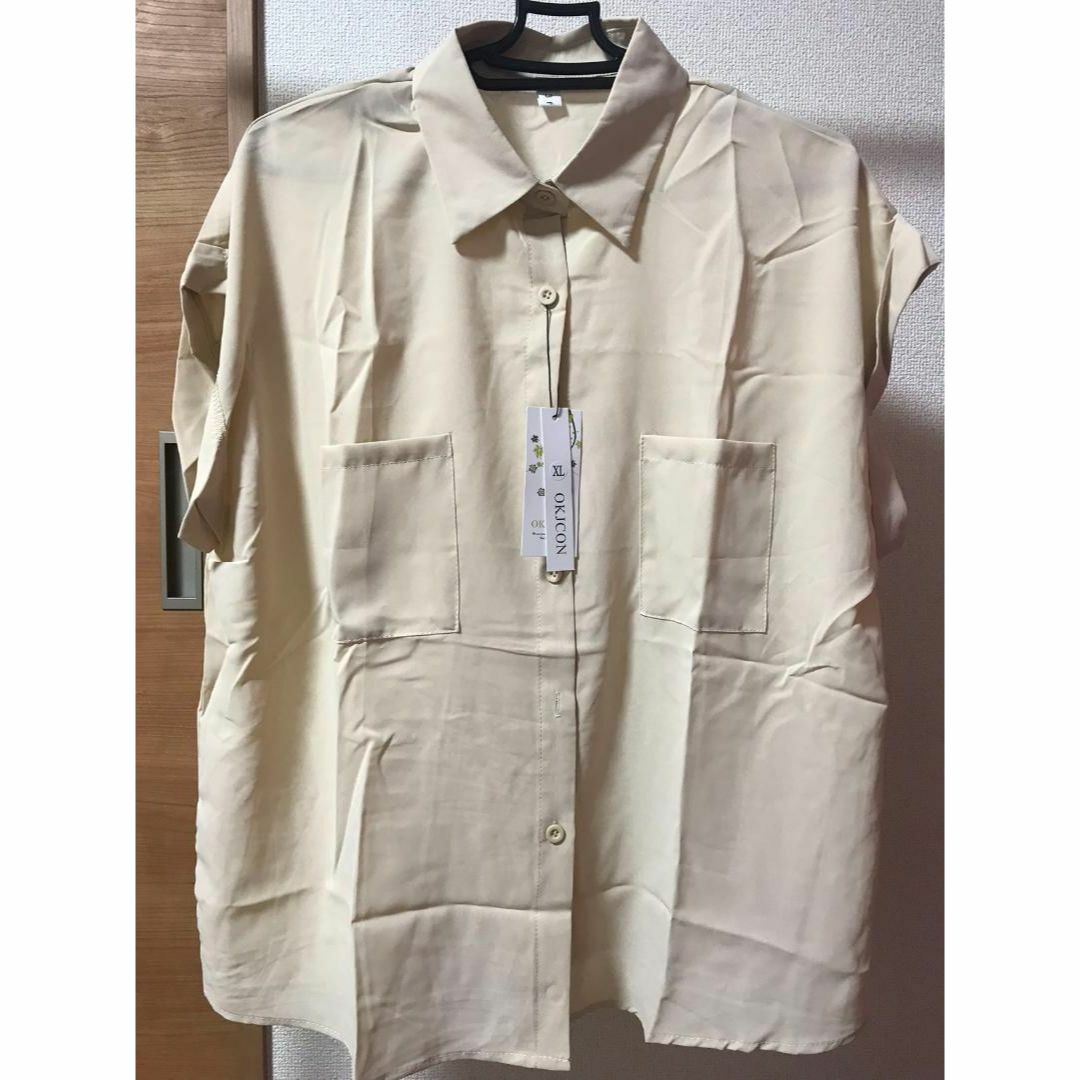 シャツ レディース 半袖 夏 ブラウス 薄手 トップス XL レディースのトップス(シャツ/ブラウス(半袖/袖なし))の商品写真