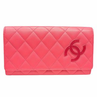 シャネル(CHANEL)の【中古】 CHANEL シャネル マトラッセ シンプリーCC  A80211 20番台 ラムスキン 2つ折り長財布  ピンク レディース ギャラ付き 24017456 AS(財布)