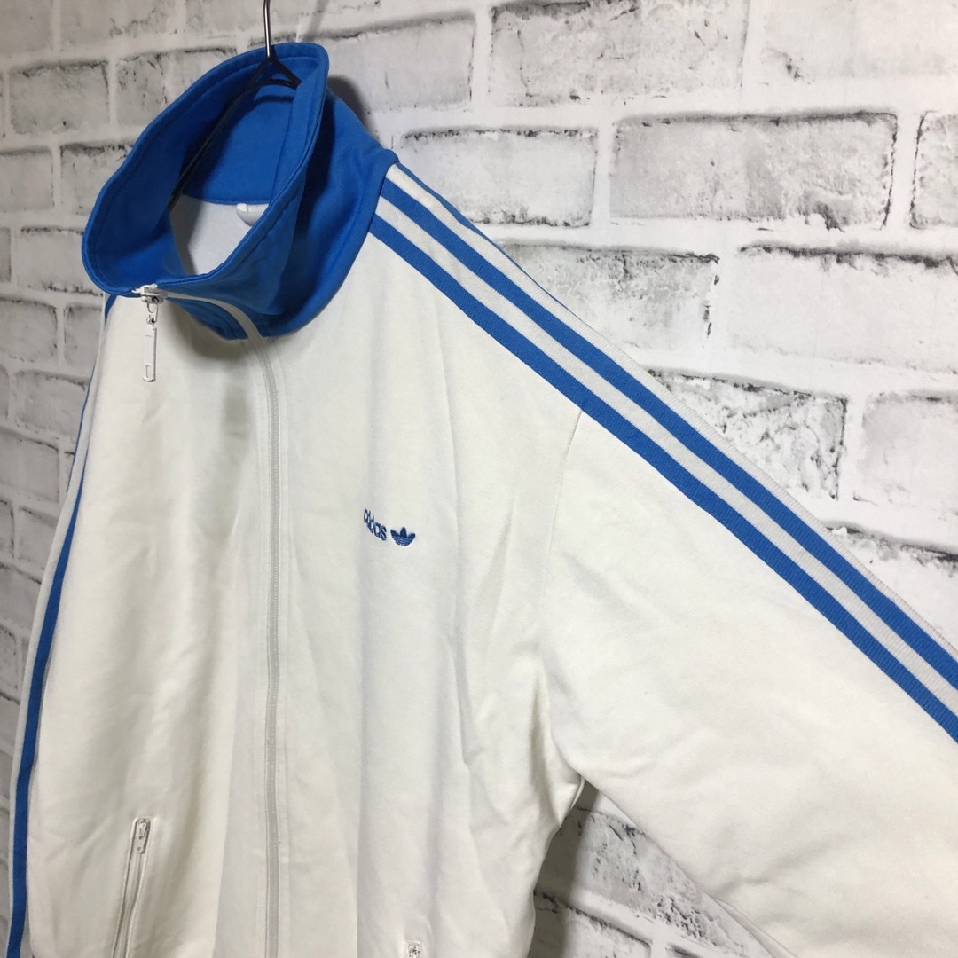 美品XL⭐️90s adidas トラックジャケット 刺繍 vintage 白×青 美品XL⭐️90s adidas トラックジャケット 刺繍 vintage 白×青