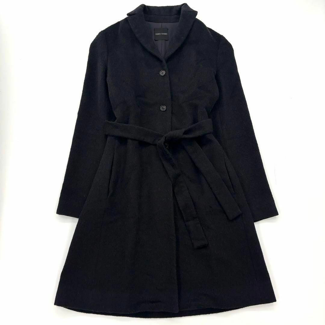 美品】YOKOCHAN ヨーコチャン ロングコート アルパカ ベルト 黒 美品】YOKOCHAN ヨーコチャン ロングコート アルパカ ベルト 黒