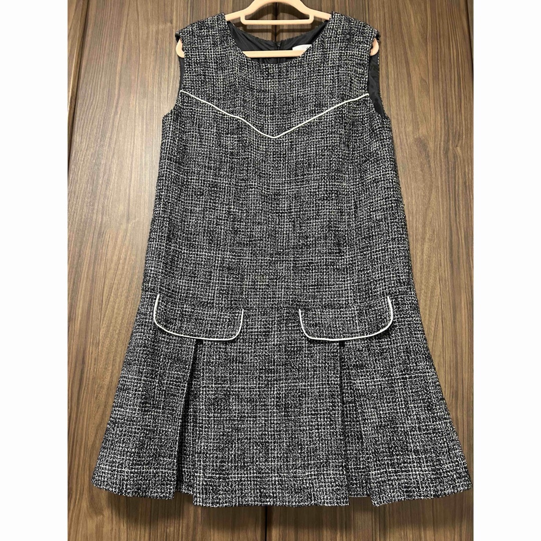 sheller シェリエ】 ボックスプリーツツイードドレス よせ sheller シェリエ】 ボックスプリーツツイードドレス よせ