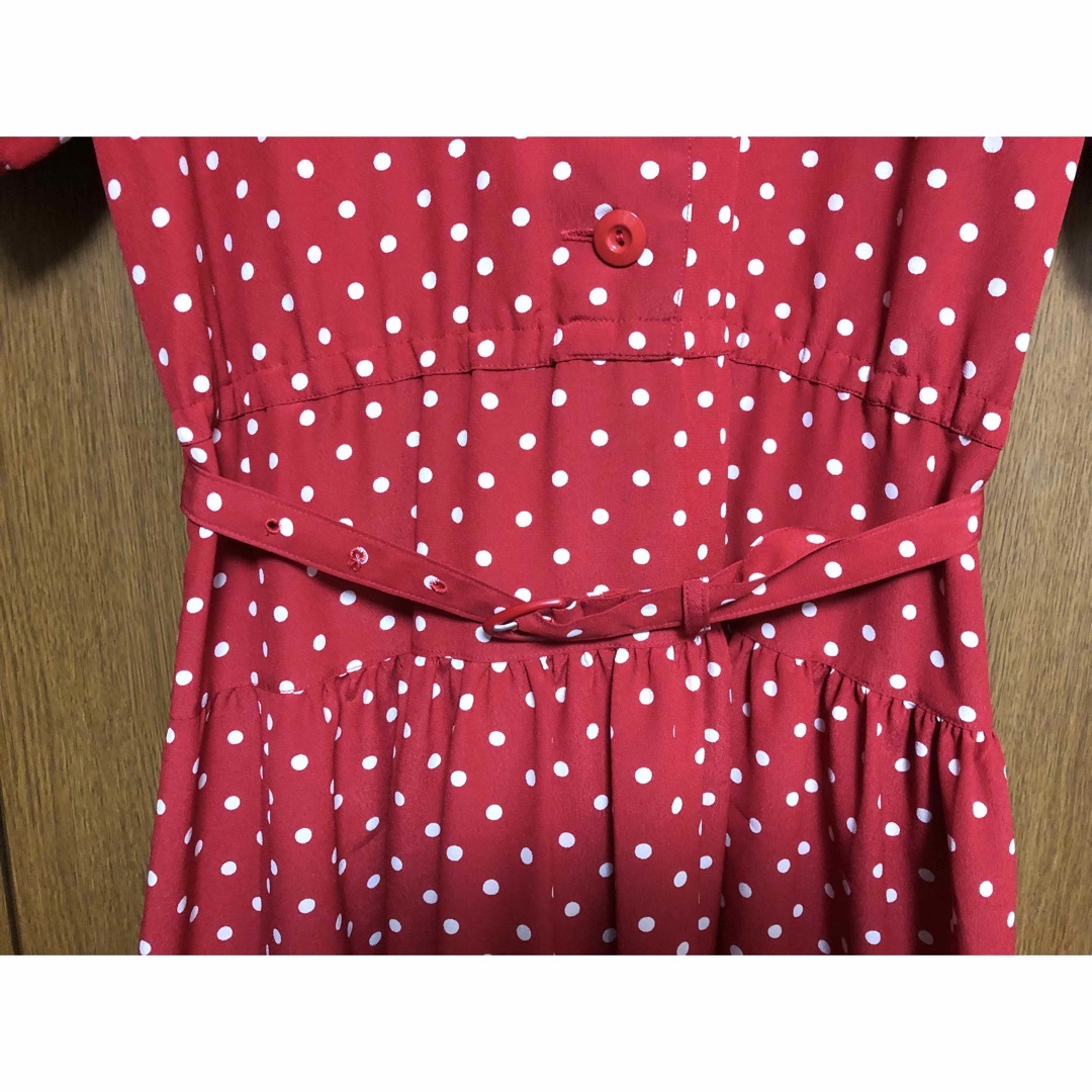 赤×白ドット　ロング　マキシ　レトロ　ワンピース　ミニー　クリスマス　 レディースのワンピース(ロングワンピース/マキシワンピース)の商品写真