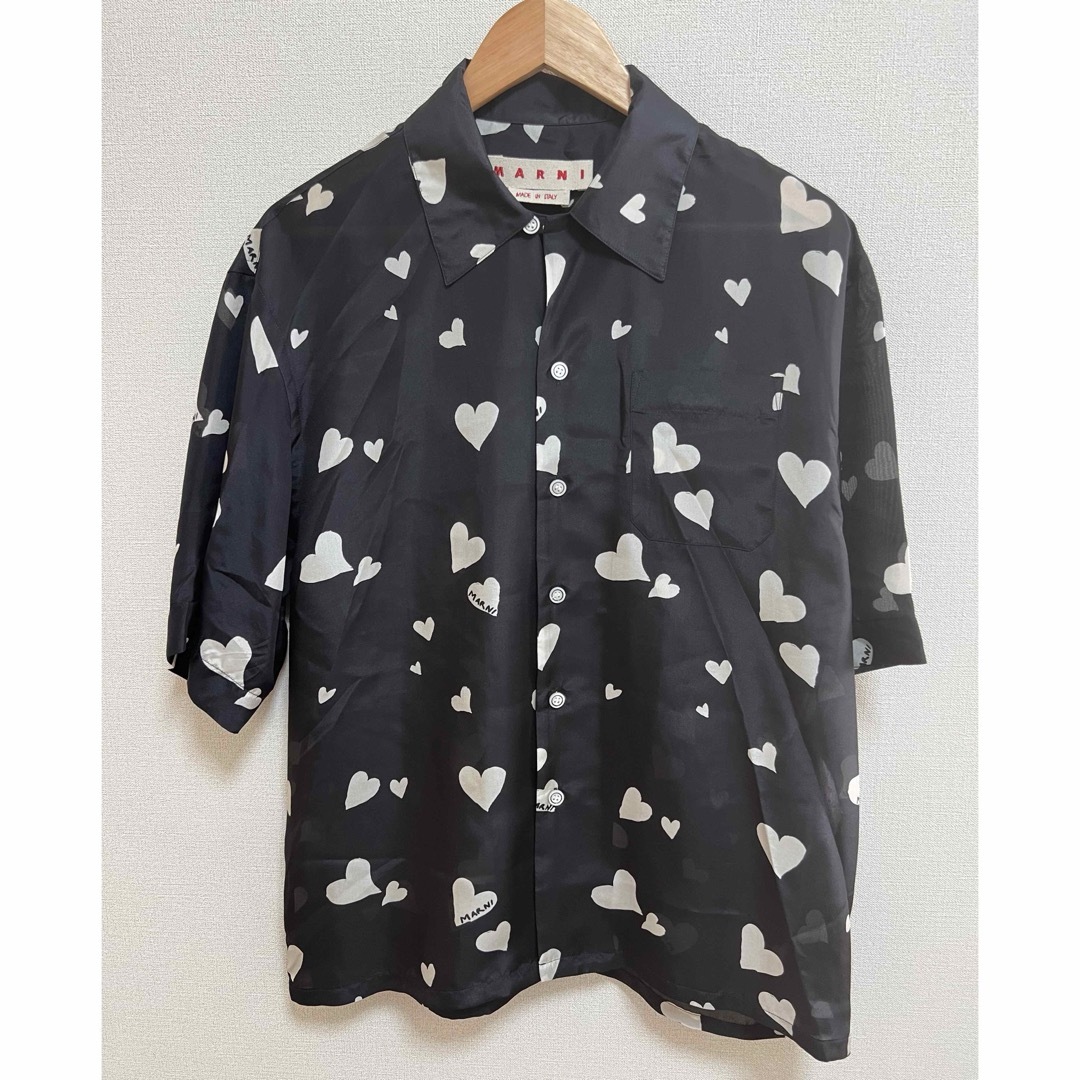MARNI - MARNI マルニ ハートシルクシャツ CUMU0213A4 23AWの MARNI - MARNI マルニ ハートシルクシャツ CUMU0213A4 23AWの