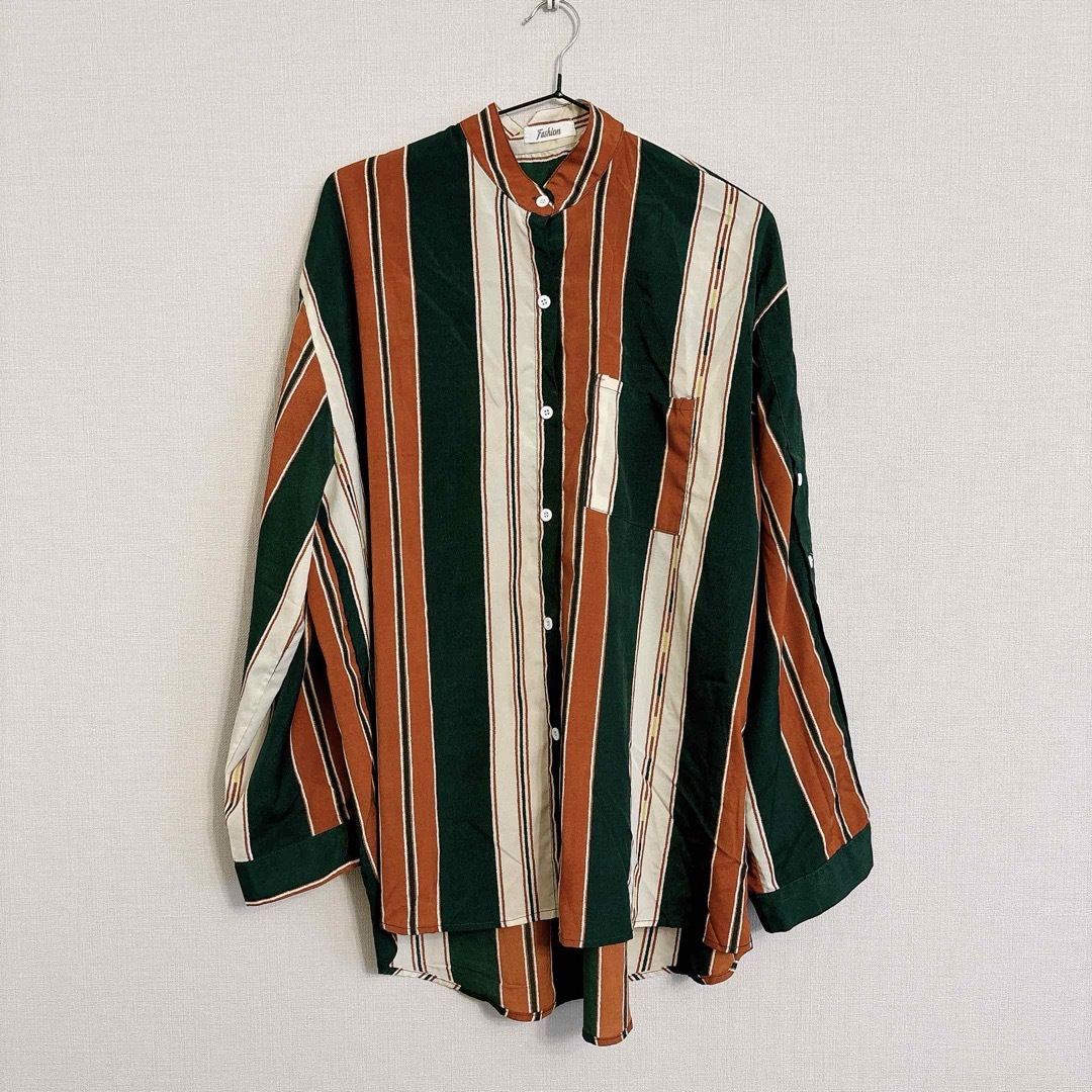 配色ストライプシャツ レディースのトップス(シャツ/ブラウス(長袖/七分))の商品写真