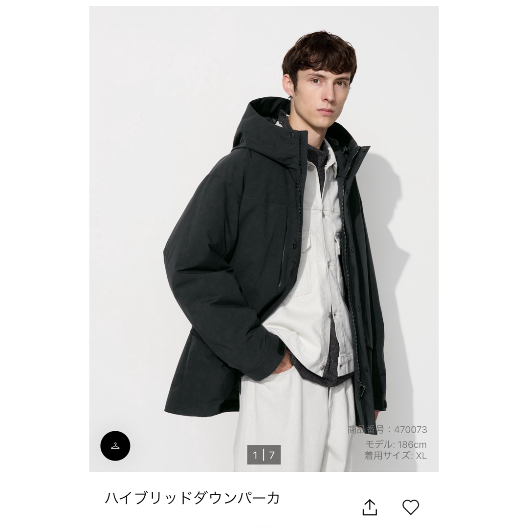 UNIQLO - ユニクロ ハイブリッドダウンパーカー ブラックの通販 UNIQLO - ユニクロ ハイブリッドダウンパーカー ブラックの通販