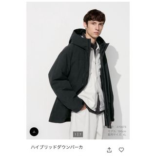 UNIQLO - ユニクロ ハイブリッドダウンパーカー ブラックの通販 UNIQLO - ユニクロ ハイブリッドダウンパーカー ブラックの通販