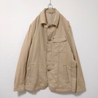 ブルゾン メンズ L 古着 ライトアウター ベージュ 羽織り 薄手 ブルゾン メンズ L 古着 ライトアウター ベージュ 羽織り 薄手