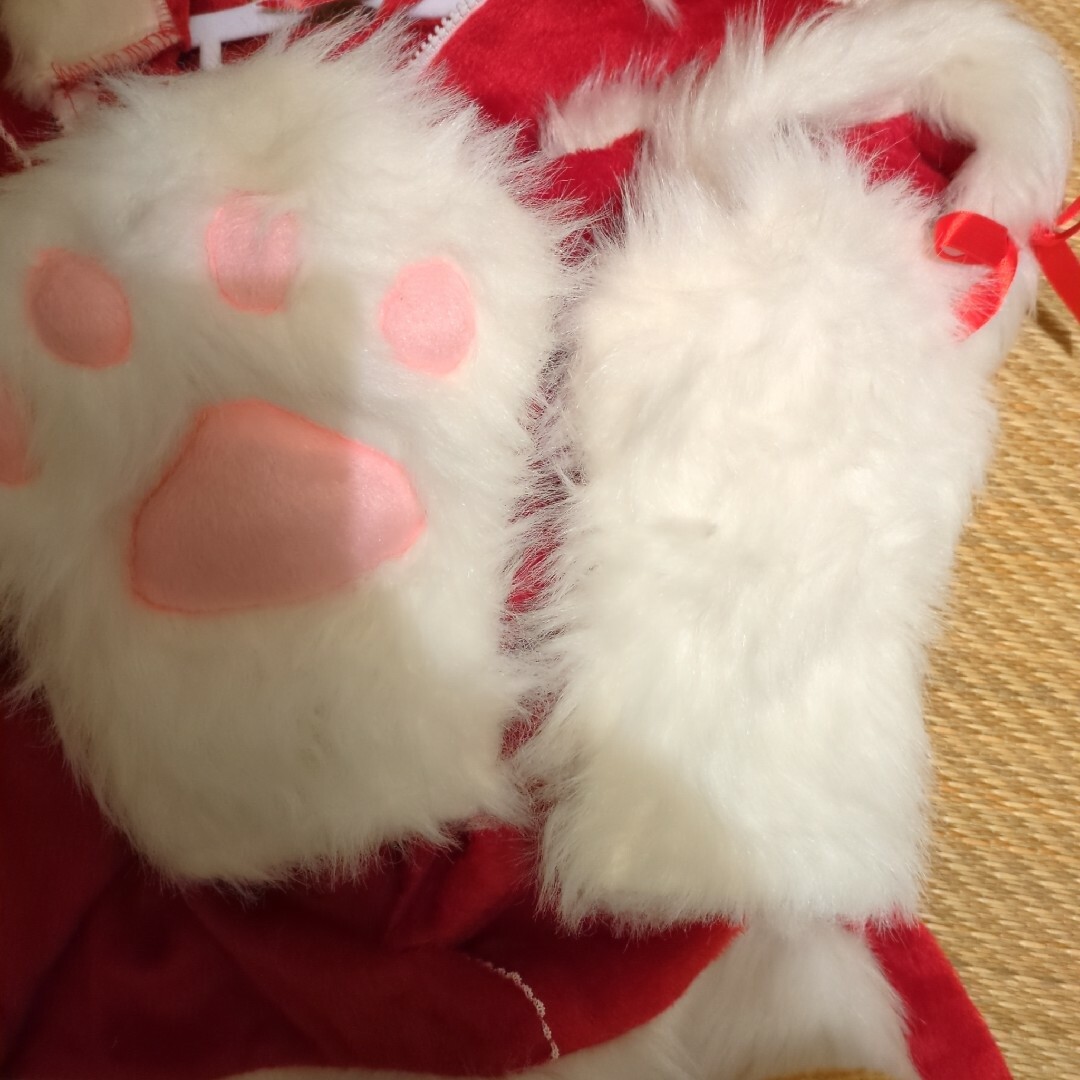 匿名配送 ねこミトン手袋 白、肉球ピンク レディースのファッション小物(手袋)の商品写真