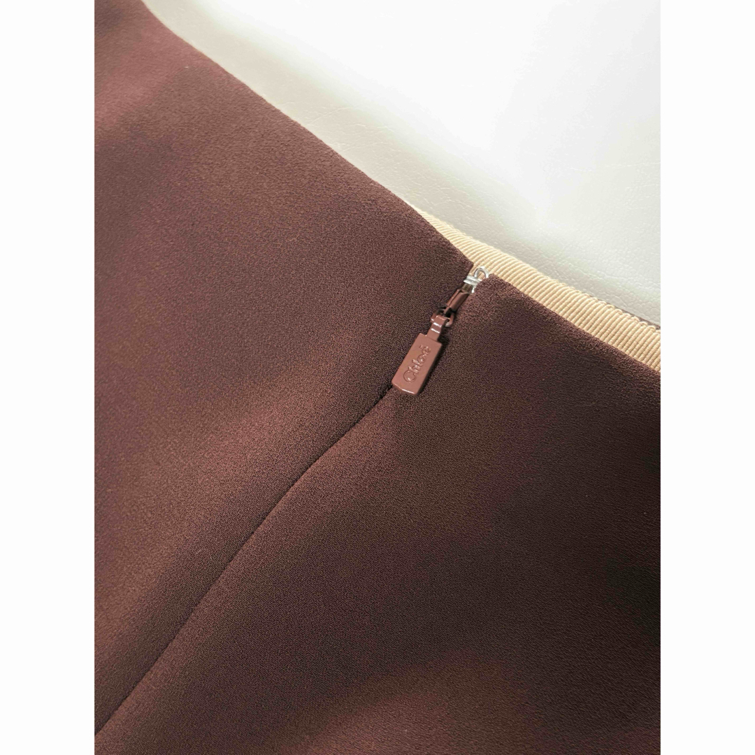 Chloe サイドドレープスカート ブラウン 差し込み Chloe サイドドレープスカート ブラウン 差し込み