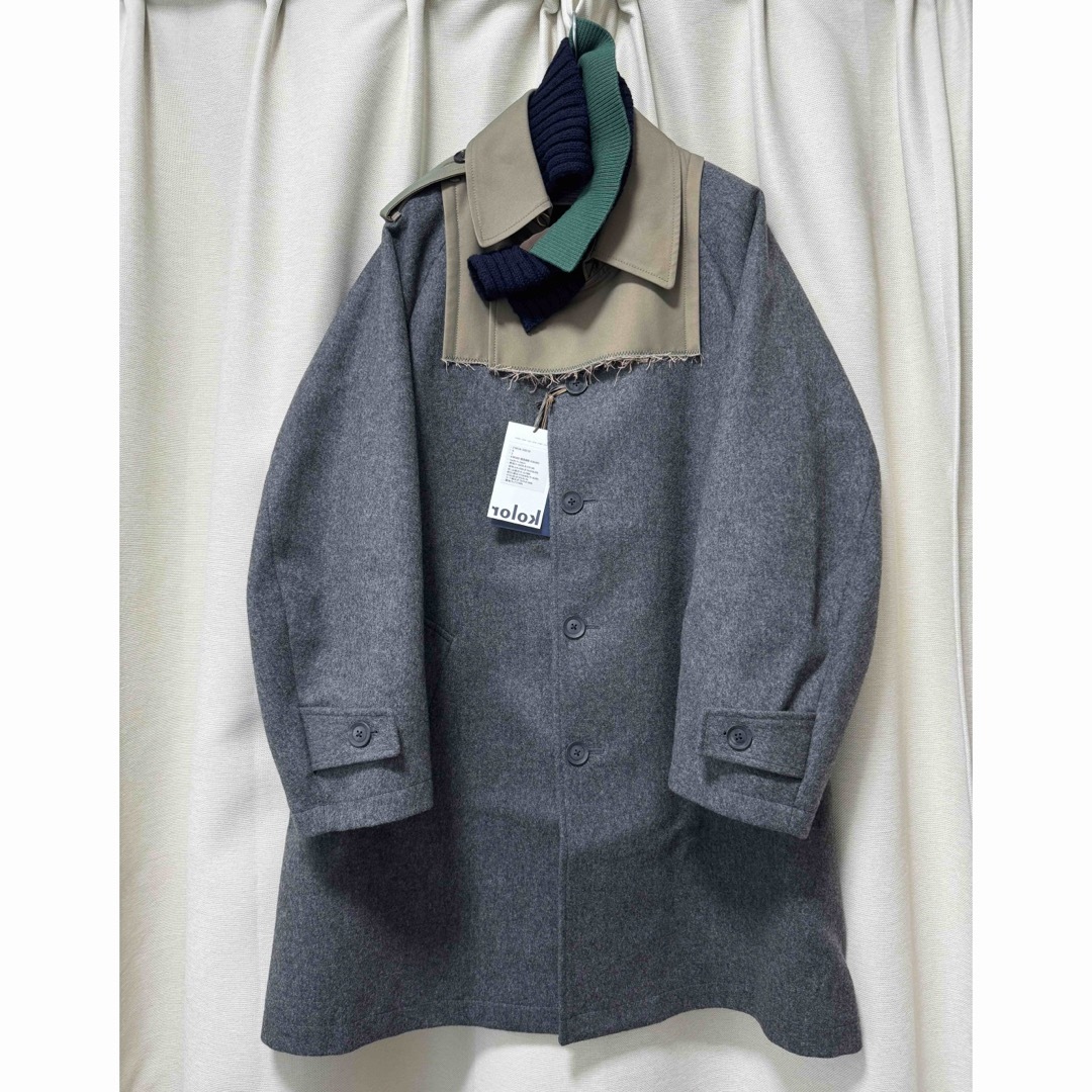 kolor 21AW カシミアウールメルトンドッキングコート サイズ2の kolor 21AW カシミアウールメルトンドッキングコート サイズ2の