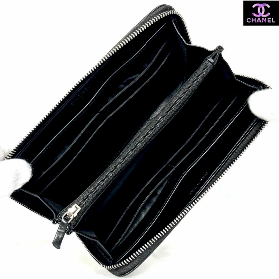CHANEL - 超極美品 CHANEL マトラッセ キャビアスキン ラウンド CHANEL - 超極美品 CHANEL マトラッセ キャビアスキン ラウンド