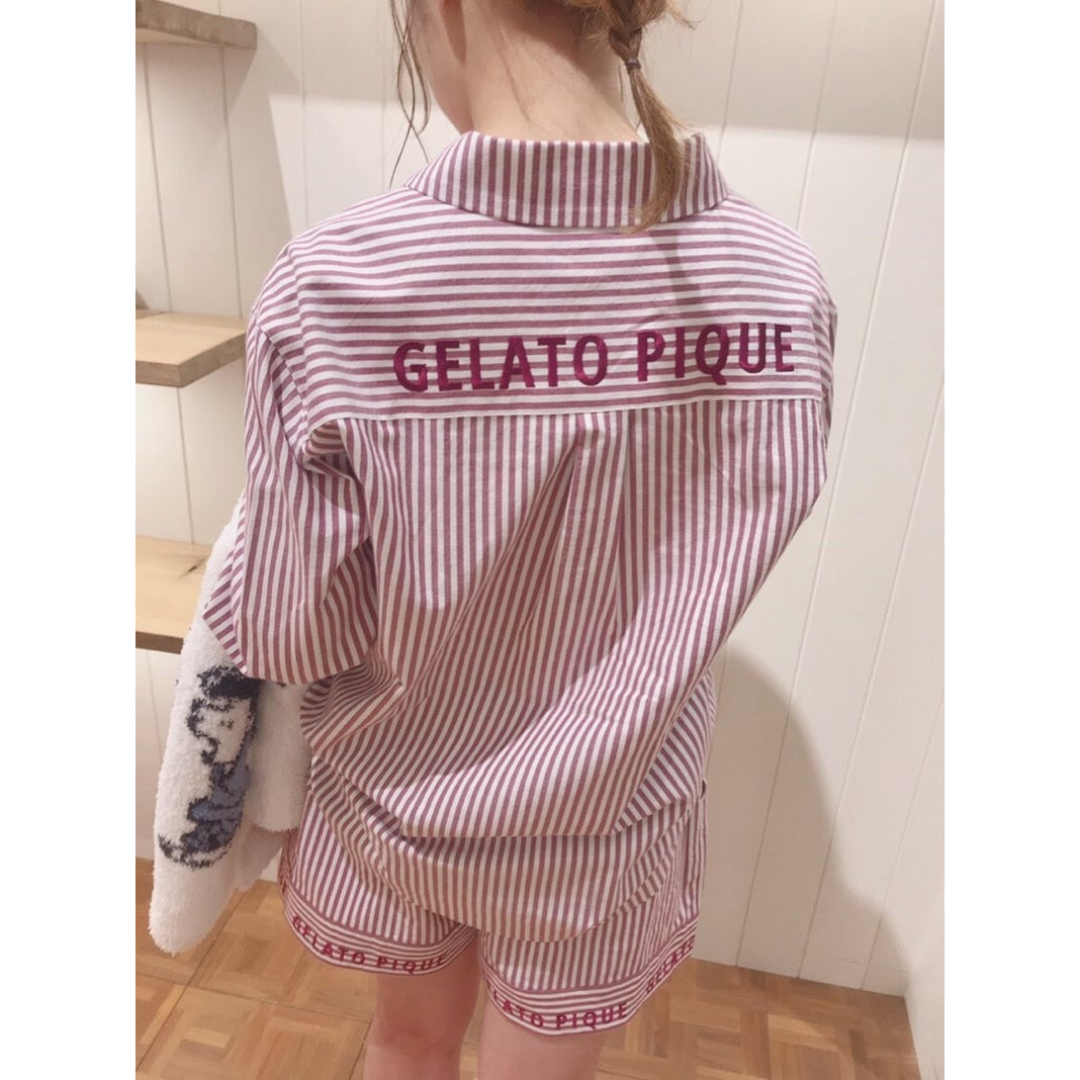 GELATO PIQUE ピンク ストライプ ルームウェア セットアップ