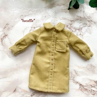 復刻版初代リカちゃんサイズ　丸襟シャツワンピース　コーデュロイくすみイエロー(その他)