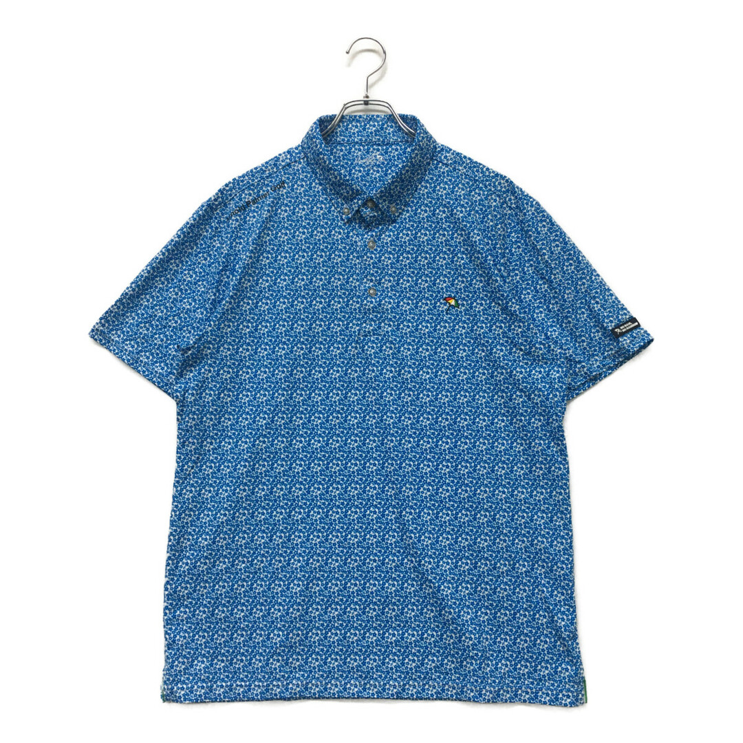 Arnold Palmer - coco 中古 アーノルドパーマー Arnold Palmer メンズ 半袖ポロシャツ XO 青系 ブルー系 小花柄 ボタンダウン 大きいサイズ
