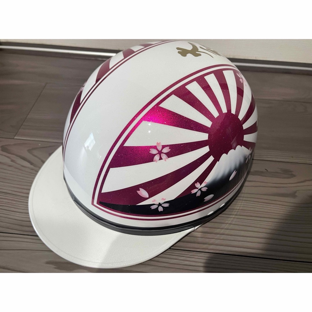 富士日章 コルク半 ヘルメット レッドラメ 大和魂 桜 旧車會 富士日章 コルク半 ヘルメット レッドラメ 大和魂 桜 旧車會
