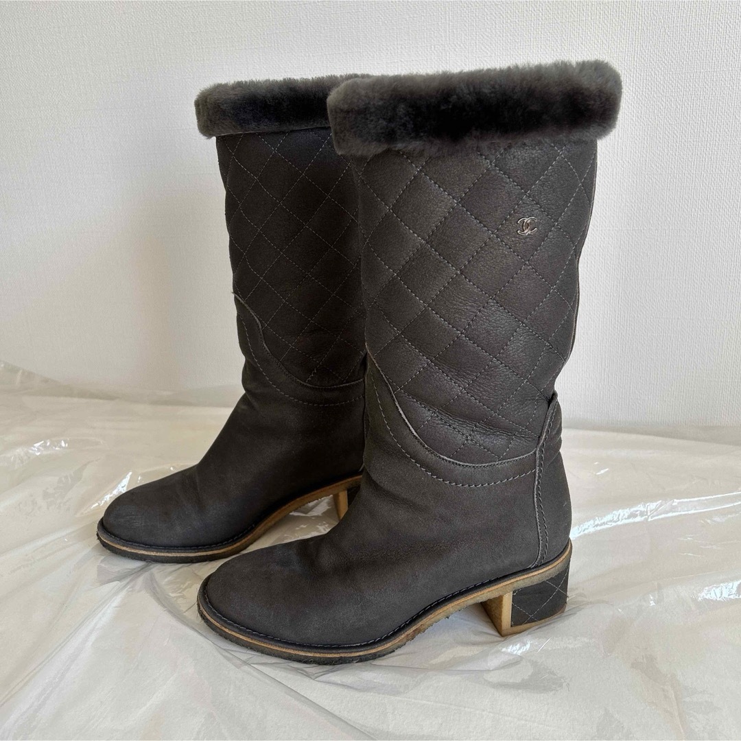 希少 シャネル CHANEL ブーツ 内側総ファー サイズ38 希少 シャネル CHANEL ブーツ 内側総ファー サイズ38