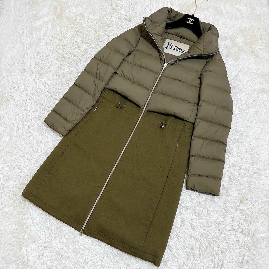 HERNO - 美品☆ヘルノ 異素材切り替え ダウンコート ウール HERNO - 美品☆ヘルノ 異素材切り替え ダウンコート ウール