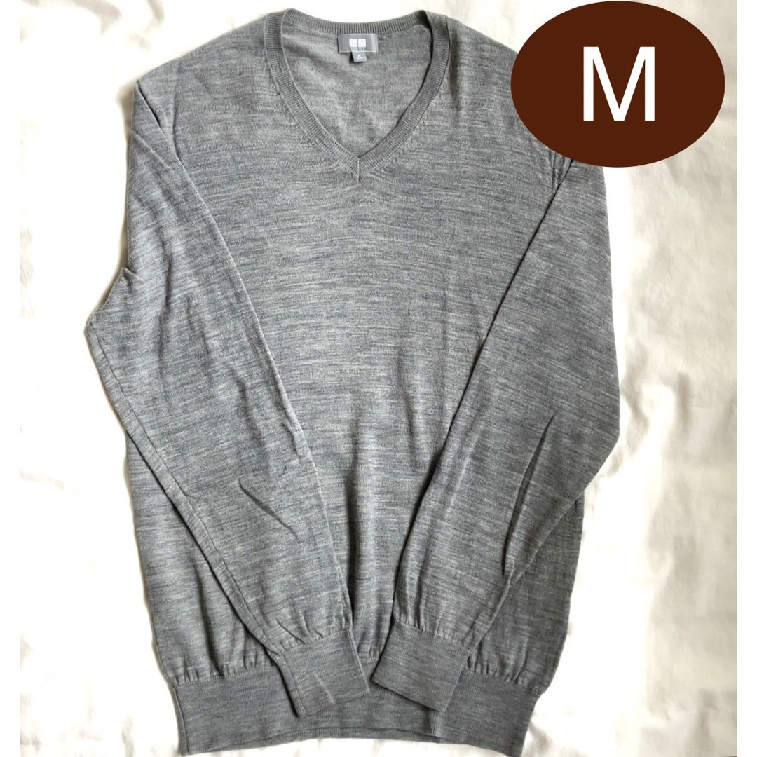 【美品】ユニクロ エクストラファインメリノVネックセーター 長袖 M ウール メンズのトップス(ニット/セーター)の商品写真