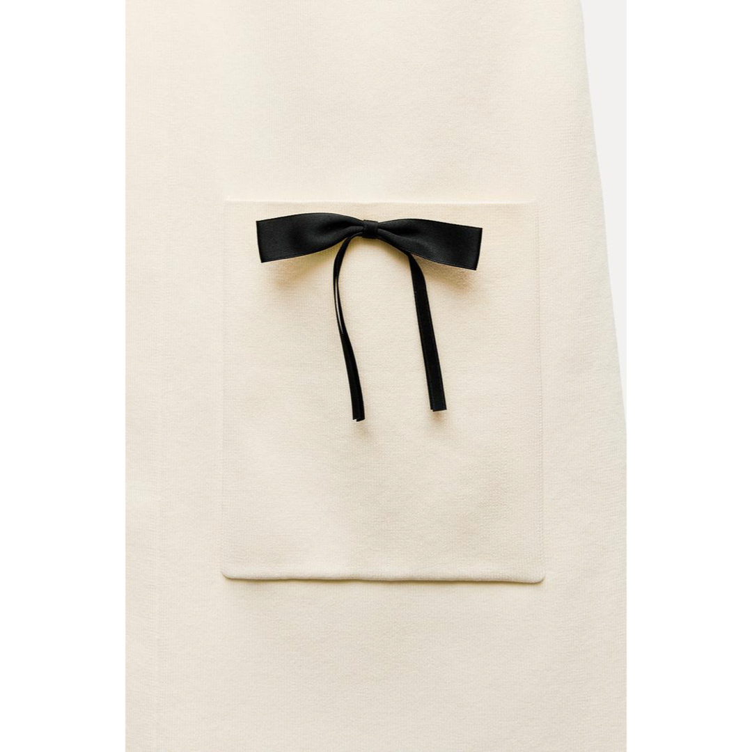 ZARA - ZARA コントラストリボン ニット ミニワンピース 今期 ZARA - ZARA コントラストリボン ニット ミニワンピース 今期
