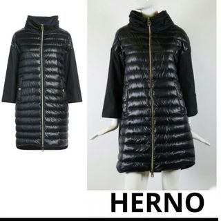 HERNO - HERNO ヘルノ☆異素材切替ダウンコート☆7分袖 HERNO - HERNO ヘルノ☆異素材切替ダウンコート☆7分袖