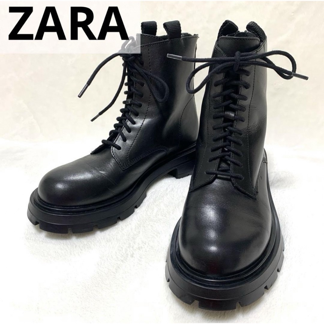 極美品 ZARA ザラ 本革 トラックソール レースアップ ブーツ 極美品 ZARA ザラ 本革 トラックソール レースアップ ブーツ