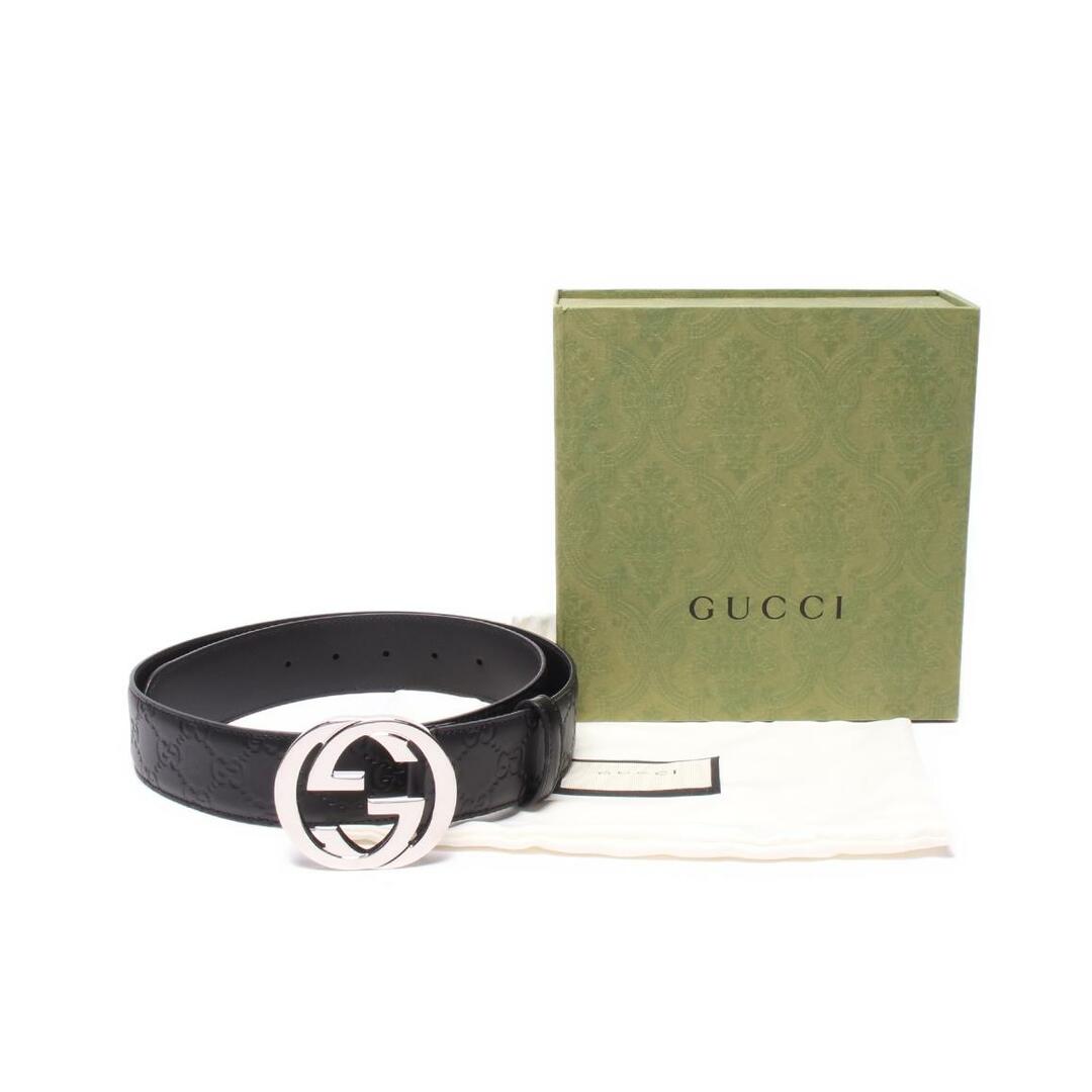 美品 グッチ GUCCI ベルト インターロッキングG シグネチャー レザー メンズ