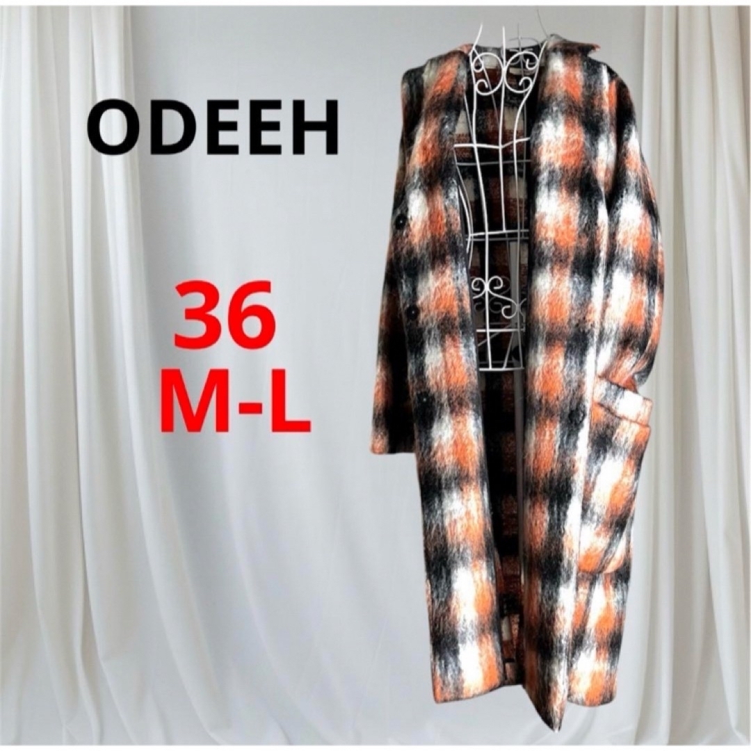 極美品❤︎ODEEH オデー プレイドモヘア ロングコート M-L 極美品❤︎ODEEH オデー プレイドモヘア ロングコート M-L