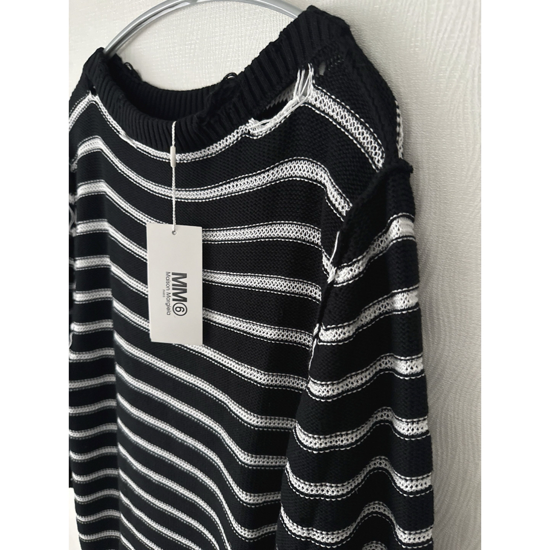 新品】MM6 MaisonMargiela ボーダー 長袖ニット ワンピース 新品】MM6 MaisonMargiela ボーダー 長袖ニット ワンピース
