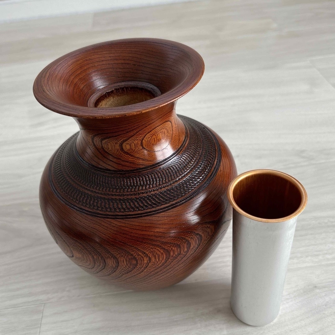 山中塗 本漆 壺型花入 花器 花生 欅 都型 5寸 花瓶 和 木製の 山中塗 本漆 壺型花入 花器 花生 欅 都型 5寸 花瓶 和 木製の