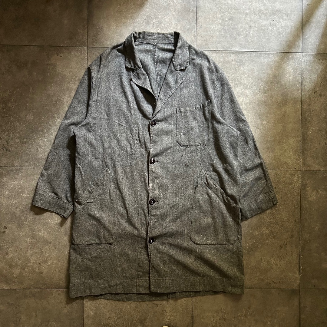 VINTAGE - 40s au molinel ブラックシャンブレー ワークコート VINTAGE - 40s au molinel ブラックシャンブレー ワークコート
